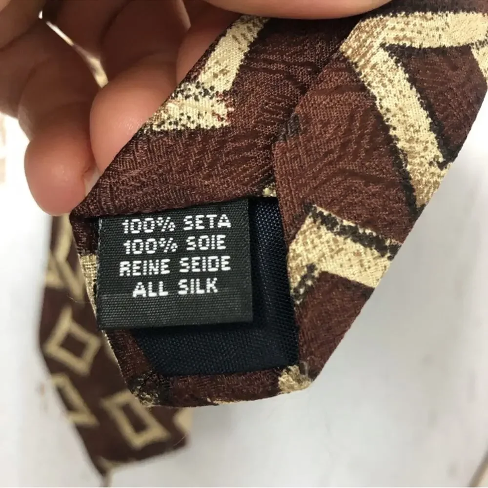 NWT Isaac Zelcer Tie, Brown Patterned Vintage